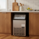 Portable built-in stainless steel commercial ice maker with 33 lbs bin capacity, ideal for home or commercial use.