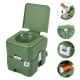 Portable camping toilet in green featuring a rotating spout for splash-free emptying and an ergonomic seat for comfort.