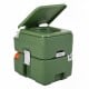Portable green camping toilet with a 22 L detachable waste tank, ergonomic seat, and level indicator for easy use.