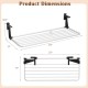 Portable clothes drying rack dimensions showing extendable design, aluminum frame, and space-saving features for indoor.