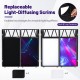 Portable DJ booth featuring replaceable black and white light-diffusing scrims for versatile lighting effects.