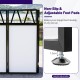 Non-slip adjustable foot pads ensure stability for the Portable DJ Booth with black scrims in any venue setup.