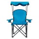 Light blue portable folding beach canopy chair with cup holders, featuring a durable frame and ergonomic backrest for.
