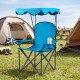 Light blue portable folding beach canopy chair with cup holders, ideal for outdoor activities like picnics and fishing.