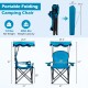 Light blue portable folding beach canopy chair with cup holders, featuring a sturdy frame and ergonomic design for.