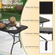 Portable folding camping table with rounded corners, thickened tabletop, and non-slip foot pads for stability.