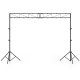 Height adjustable portable lighting truss system with folding tripods, supports up to 12 lights for events and.