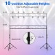 Height adjustable portable lighting truss system with 10 positions, sturdy metal frame, ideal for events and concerts.