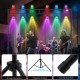 Height adjustable portable lighting truss system with two folding tripods, ideal for concerts and events.