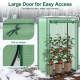 Portable mini greenhouse showcasing large roll-up door and convenient zippers, perfect for easy access to plants.