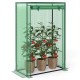 Portable mini greenhouse with roll-up zippered door, featuring a heavy-duty metal frame and PE grid cover for healthy.