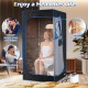 Portable steam sauna box with 3L steamer, stainless steel interior, and adjustable temperature for home relaxation.