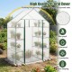 Portable walk-in greenhouse with 3 tiers and 6 shelves, featuring a PE grid cover for optimal plant growth and.