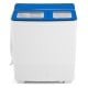 Portable washing machine with blue top, featuring twin tub design for 12 lbs washing and 8 lbs spinning, ideal for.