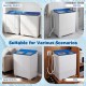Portable washing machine in blue with twin tub design, ideal for apartments, dorms, and RVs, featuring adjustable.