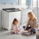 Portable washing machine with twin tub design and see-through lid, ideal for daily laundry needs at home or on-the-go.