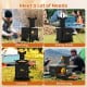 Portable wood burning stove with pot rack, ideal for cooking, barbecuing, and boiling water outdoors.