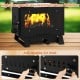 Portable wood burning stove with heat-resistant glass window and adjustable air inlet for versatile cooking options.