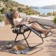 Portable zero gravity chair in gray with cup holder tray, perfect for outdoor relaxation and easy transport.
