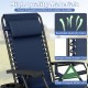 Portable zero gravity chair set in navy with adjustable pillow, cup holder tray, and breathable quick-dry fabric for.