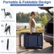 Portable zero gravity chair in navy with cup holder tray, folded for easy transport and storage, ideal for outdoor.
