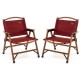 Two red portable folding camping chairs with bamboo frames, perfect for outdoor picnics and leisure activities.
