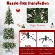Pre-lit 5ft artificial pencil Christmas tree with pine cones and red berries, featuring a hinged design for easy.