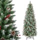 Pre-lit 5ft artificial pencil Christmas tree with pine cones and red berries, perfect for festive home decor.