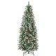 Pre-lit 5 ft artificial pencil Christmas tree with pine cones and red berries, perfect for festive home decoration.