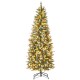 Lush 6ft pre-lit artificial pencil Christmas tree adorned with pine cones and red berries, ideal for creating a festive.