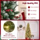 Close-up view of the lush PVC leaves on a 6ft pre-lit artificial pencil Christmas tree, showcasing its realistic.