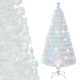 5-foot pre-lit white artificial Christmas tree with iridescent leaves, featuring enchanting optical fibers for magical.