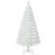 5-foot pre-lit white artificial Christmas tree with iridescent leaves and multi-color LED lights for festive decor.