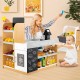 Pretend play grocery store set with cash register, shopping cart, and dual chalkboards for interactive fun and learning.