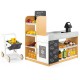 Pretend play grocery store set with cash register, shopping cart, and dual chalkboards for imaginative play.