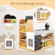 Pretend play grocery store set featuring display shelves, shopping cart, and dual chalkboards for interactive fun.