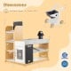 Pretend play grocery store set with shopping cart, featuring realistic cash register and dual chalkboards for kids.