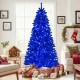 7 ft pre-lit artificial Christmas tree in vibrant royal blue with 340 LED lights, ideal for festive holiday decor.