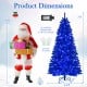 Product dimensions of the 7 ft pre-lit artificial Christmas tree, showcasing its vibrant royal blue color and sturdy.