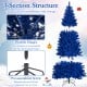 7 ft pre-lit artificial Christmas tree in vibrant royal blue with 340 LED lights, featuring a 3-section structure for.