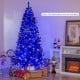 7 ft pre-lit artificial Christmas tree in vibrant royal blue with 340 LED lights, featuring 3 lighting modes for.