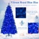7 ft pre-lit artificial Christmas tree in vibrant royal blue with 340 LED lights and blue snowfall for a festive glow.