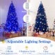 7 ft pre-lit artificial Christmas tree in vibrant royal blue with 340 LED lights, featuring adjustable modes and.