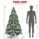 6ft pre-lit snow flocked Christmas tree with red berries and 250 LED lights, perfect for festive home decoration.
