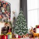 Snow flocked 6-foot Christmas tree with red berries and 250 LED lights, perfect for festive home decoration.