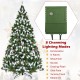 Pre-lit 6-foot snow flocked Christmas tree with red berries and 250 warm white LED lights for festive decoration.