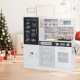 Pretend play kitchen in white with utensils, featuring a dishwasher, oven, and realistic cooking sounds for kids aged.