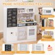 Pretend play kitchen in white with sink, oven, microwave, and utensils for imaginative cooking fun for kids aged 3+.