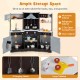 Wooden pretend play kitchen set in brown with range hood, realistic sounds, lights, and ample storage for accessories.