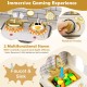 Pretend toy kitchen set featuring beige multifunctional stoves, faucet, and sink for immersive role-play fun.